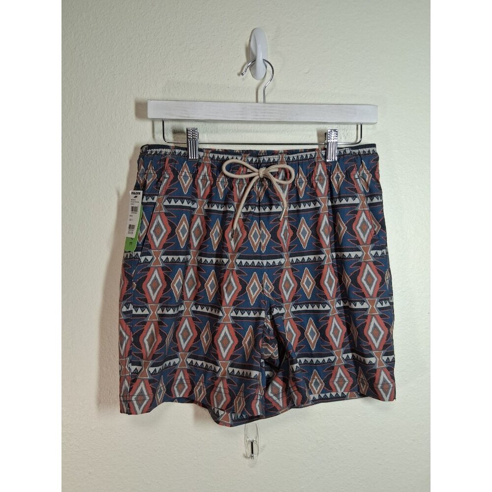 NWT RSQ Swim Board Shorts Summer Geometric Retro Y2K Men's Size Small Blue